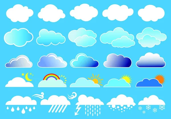 Символы Облаков Погоды Простая Векторная Иллюстрация — стоковый вектор