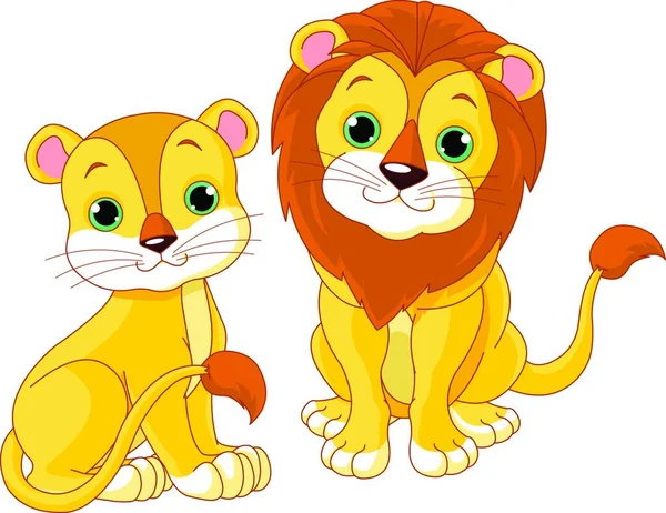Lion Couple Modern Vector Illustration — Stock Vector