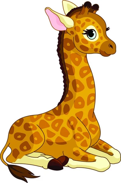 Girafa Bezerro Ilustração Vetorial Moderna — Vetor de Stock