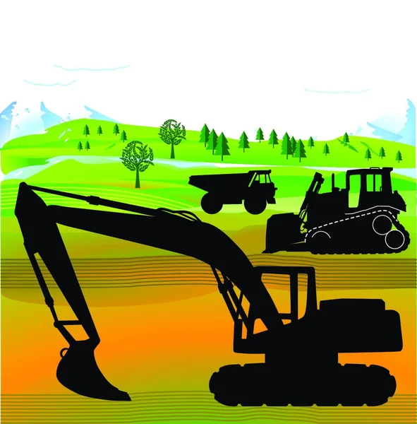 Excavator Bulldozer Graphic Vector Illustration — Stock Vector