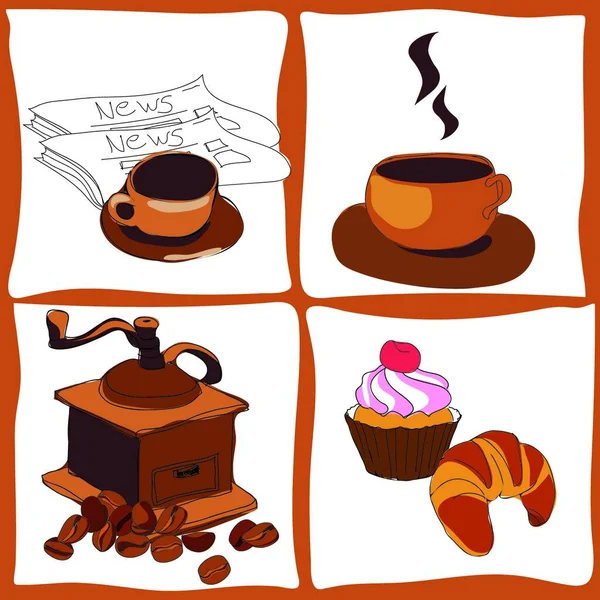 Kahve Kek Grafik Vektör Çizimi — Stok Vektör