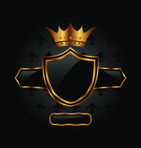 Ornate Heraldic Shield Crown — Stock Vector