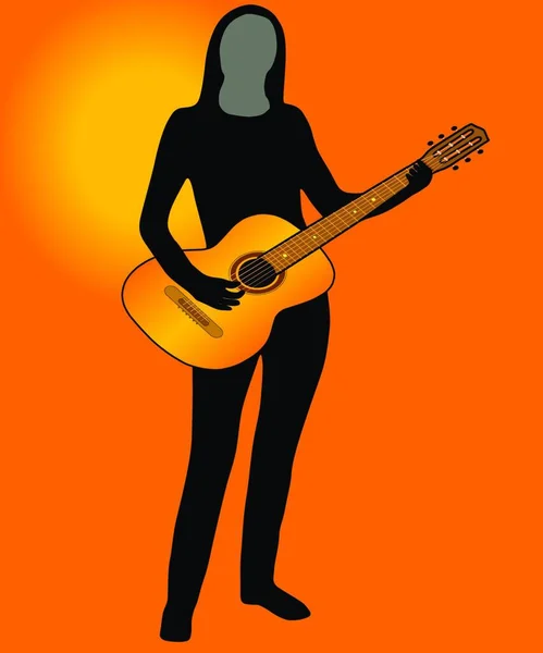 Musicien Guitare Illustration Vectorielle Design Simple — Image vectorielle