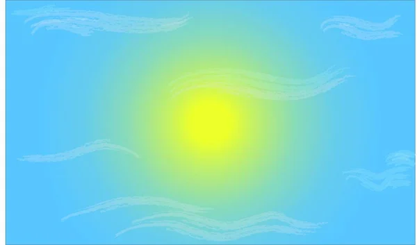 Gökyüzünde Bulutlarda Bir Güneş Vektör Illüstrasyonu — Stok Vektör