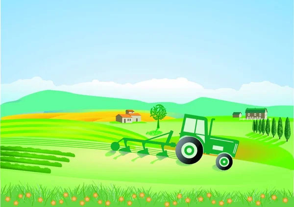 Agriculture Classée Avec Tracteur Illustration Vectorielle Conception Simple — Image vectorielle