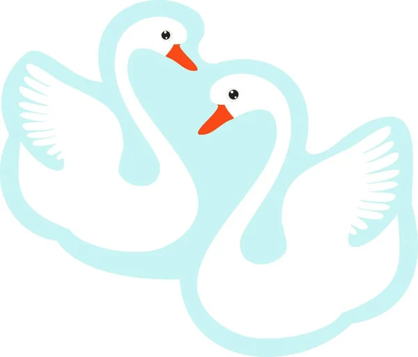 Two White Swans Vector Illustration Simple Design — Stock Vector