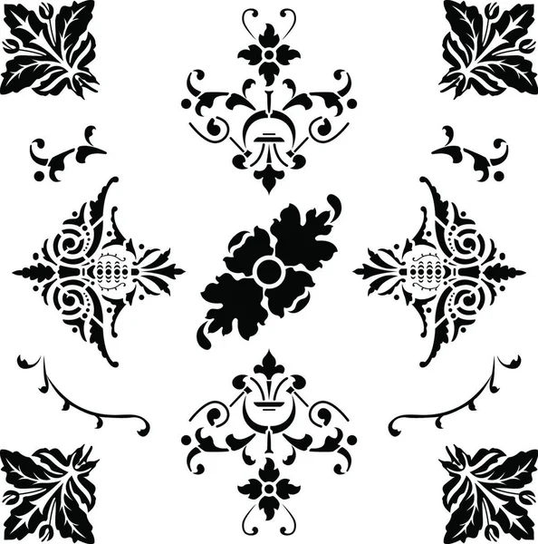 Black Medieval Ornaments Graphic Vector Illustration — Stock Vector