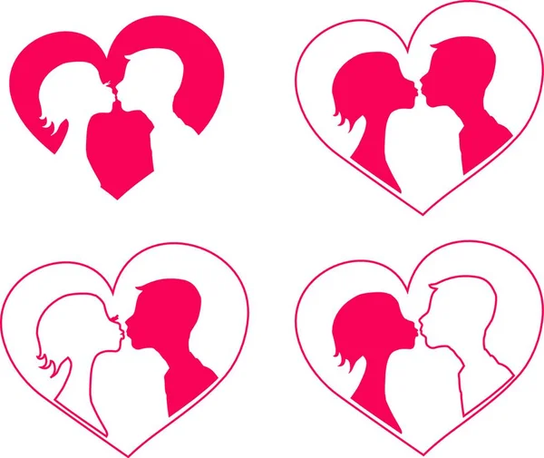 Пара Поцелуев Графическая Векторная Иллюстрация — стоковый вектор