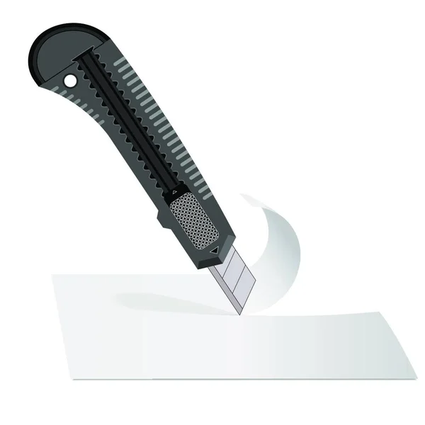 Plastikowy Nóż Cięcia Arkuszy Papieru Białego Papieru — Wektor stockowy