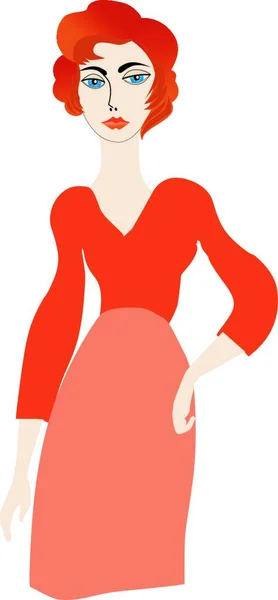 Modelo Pelo Rojo Ilustración Vectorial Gráfica — Vector de stock