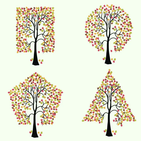 Árvores Diferentes Formas Geométricas — Vetor de Stock