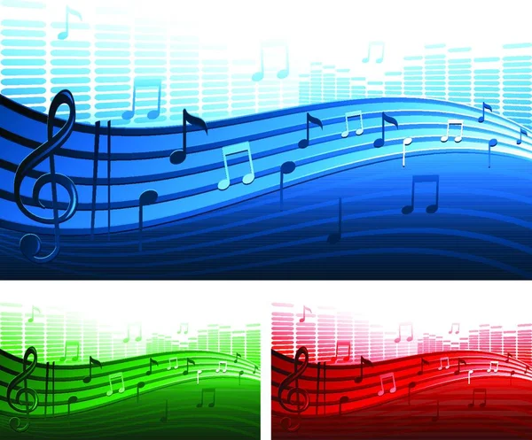 Музыкальные Ноты Шесте Цветная Векторная Иллюстрация — стоковый вектор