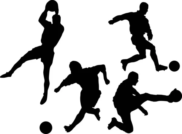 Ensemble Des Silhouettes Des Joueurs Football — Image vectorielle