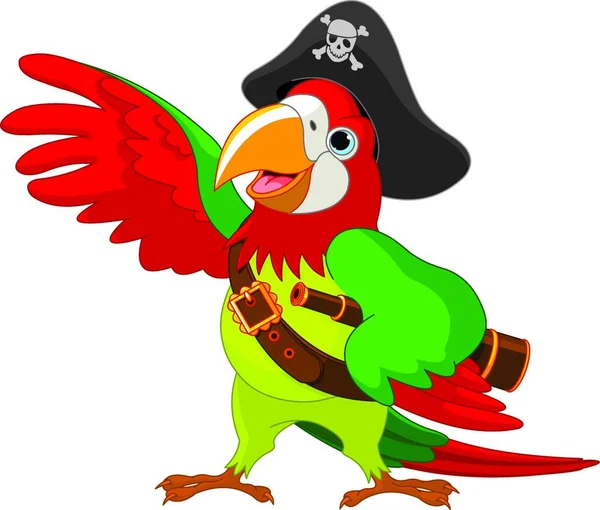 Pirate Parrot Colorful Vector Illustration — Stock Vector
