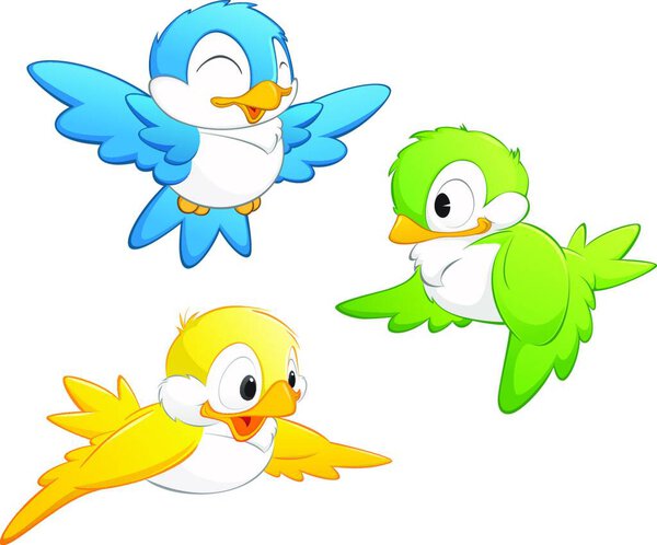 Cute Cartoon Birds vector illustration