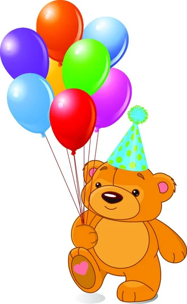 Teddybeer Met Ballonnen — Stockvector
