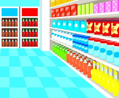 Süpermarket, vektör illüstrasyonu basit tasarım