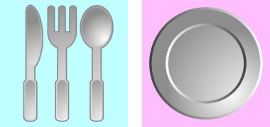 Akşam yemeği seti, vektör illüstrasyonu