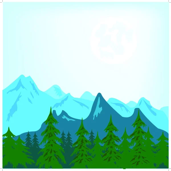 Ορεινό Τοπίο Διανυσματική Απεικόνιση Απλό Σχέδιο — Διανυσματικό Αρχείο