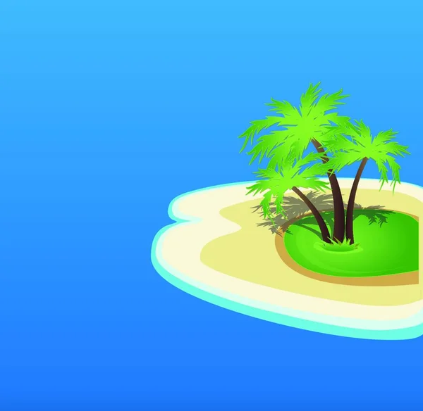 Mer Avec Illustration Vectorielle Île — Image vectorielle