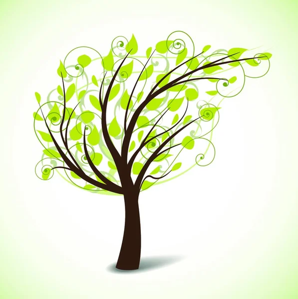 Árbol Verde Vector Ilustración — Vector de stock