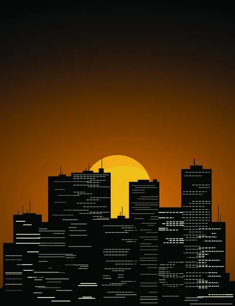 Gece Şehri Grafik Vektör Arkaplanı — Stok Vektör