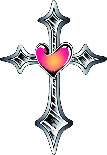 Croce Simbolo Tatuaggio Illustrazione Vettoriale — Vettoriale Stock