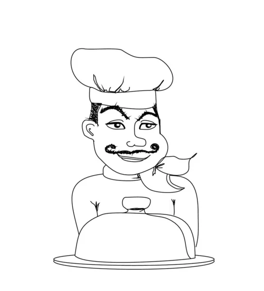 Chef Cozinheiro Doodle Ilustração — Vetor de Stock