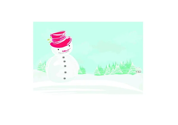 Счастливая Векторная Иллюстрация Снеговика — стоковый вектор
