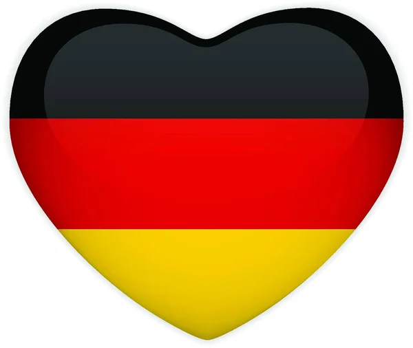 Alemania Bandera Corazón Botón Brillante — Vector de stock