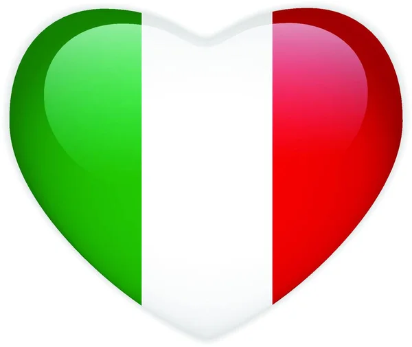 Italië Vlag Hart Glanzende Knop — Stockvector