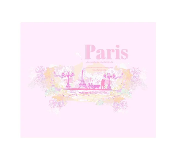 Romantisches Paar Paris Küsst Sich Der Nähe Des Eiffelturms — Stockvektor