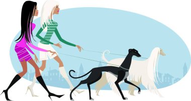 Yürüyen köpekler vektör illüstrasyonu