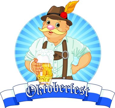 Oktoberfest Bavyera, grafik vektör illüstrasyonu 