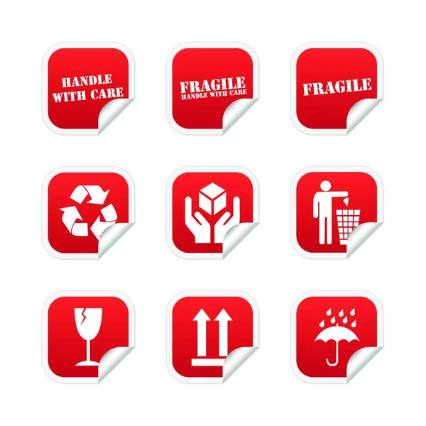 Fragile Sticker Symbol Vektorillustration — Stockvektor