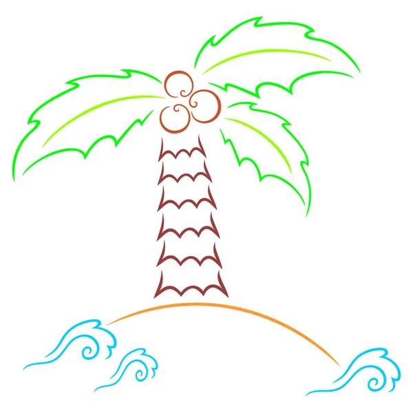 Palm Island Simple Vector Illustration — Stok Vektör