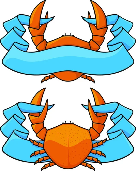 Kepiting Dengan Ikon Banner Ilustrasi Vektor - Stok Vektor