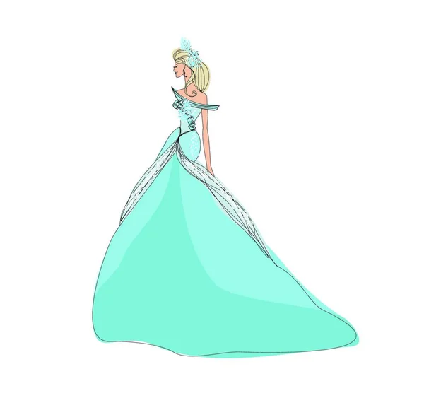 Cartoon Illustration Von Schöne Prinzessin Kleid — Stockvektor