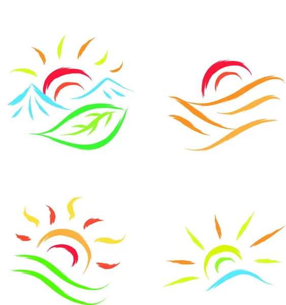 Sol Logotipo Conjunto Vector Ilustración — Archivo Imágenes Vectoriales