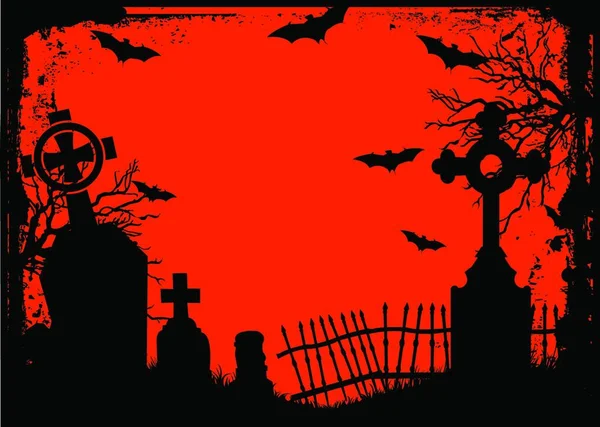 Halloween Cemetery Graphic Vector Illustration — Stock Vector