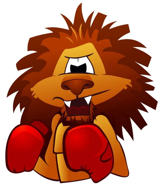 Lion Boxer Modern Vector Illustration — Stock Vector
