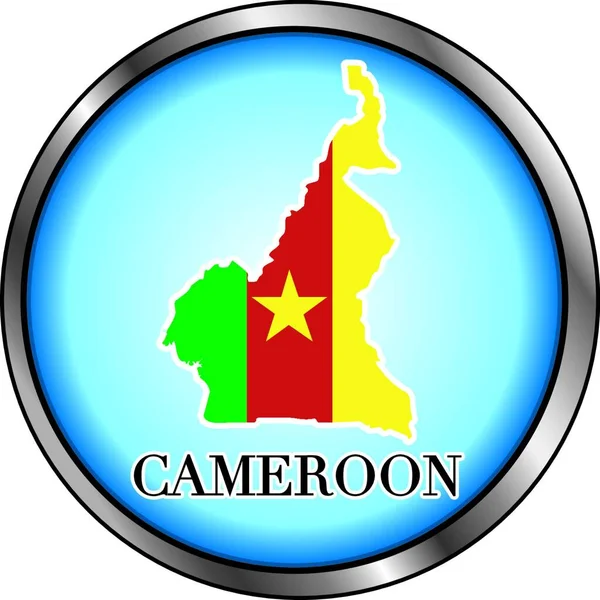 Camerún Botón Redondo Vector Ilustración — Archivo Imágenes Vectoriales