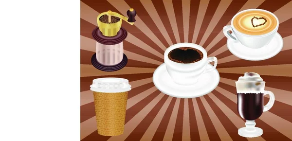 Illustrazione Vettoriale Realistica Delle Tazze Caffè — Vettoriale Stock