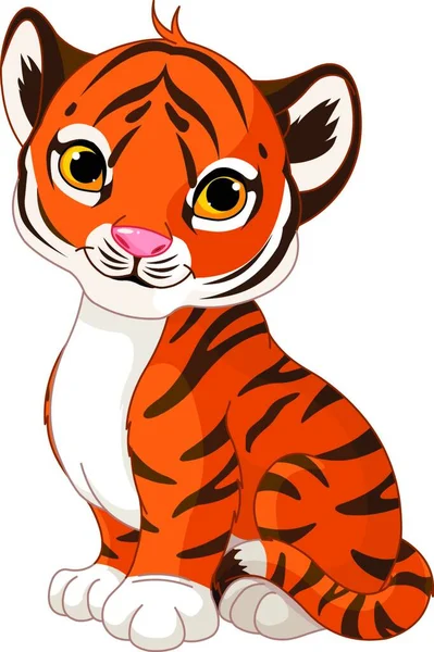 Aranyos Tigris Kölyök Vektor Illusztráció — Stock Vector