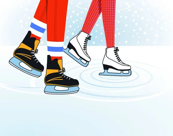 Two Ice Skaters Vector Illustration — Stock Vector