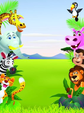 Komik hayvanlar, renkli çizimler.  