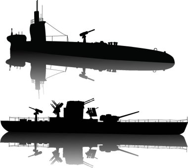 Askeri siluetler, grafik vektör çizimi 