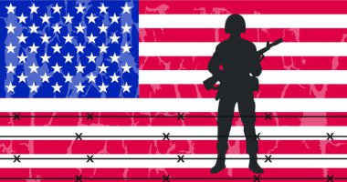 Asker vektör illüstrasyonlu Amerikan bayrağı