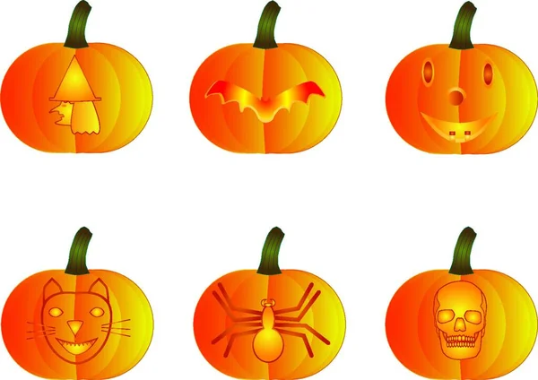 Illustration Vectorielle Citrouilles Halloween — Image vectorielle
