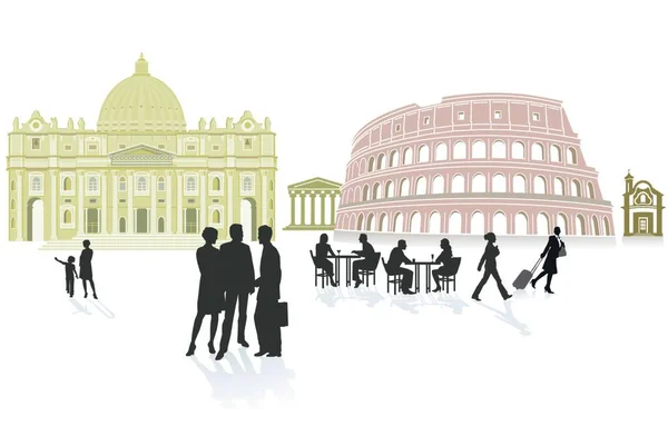 Řím Cestovní Vektorové Ilustrace — Stockový vektor